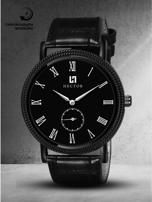 Hector HC27 Men Watch With Chronograph Working Black Dial & Black Artificial Leather Strap Analog Watch  - For Men