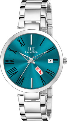 IIK Collection IIK-2075W-DND Watches for Women Silver Studded Day & Date Dial With Silver Metallic Chain Analog Watch  - For Girls
