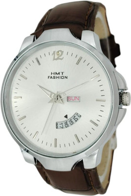 Hmt Fashion Day Date Big Size Dial Quartz Movement Leather Strap Watch for Man Formal Watches Series Analog Watch  - For Men