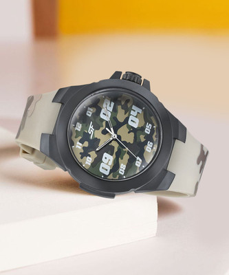 SONATA SF Turbo Green Dial Beige Polyurethane Strap Analog Watch  - For Men