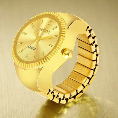 ABREXO Abx1035-Gold Gold Ring Watch | Bossy Look | Adjustable Ring New Concept For Girls Analog Watch  - For Women