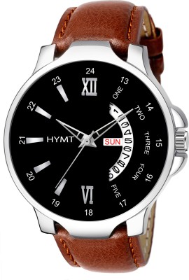 HYMT HMTY-6010 BLACK DIAL AND BROWN STRAP TRENDING DAY & DATE FUNCTIONING FOR BOYS Analog Watch  - For Men