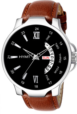 HYMT HMTY-6010 BLACK DIAL AND BROWN STRAP TRENDING DAY & DATE FUNCTIONING FOR BOYS Analog Watch  - For Men