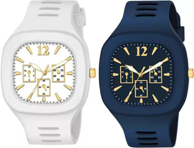 TERIZLA MILLER Square Dial Combo Watch Black & Grey Stylish Casual Analog Watch  - For Boys