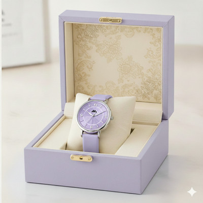 Wholfin MT_544 Elegant Purple Round Textured Dial with Comfortable Leather Strap Analog Watch  - For Women
