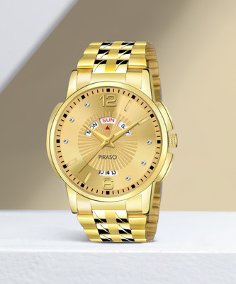 PIRASO D&D E94 GOLD CHAIN ANALOG DAY AND DATE WORKING GOLD DIAL GOLD CHAIN|WATCH FOR MEN & BOYS Analog Watch  - For Men