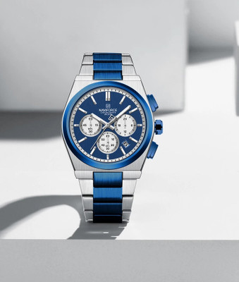 NAVIFORCE NF8048G Blue and silver steel strap with working chronograph Analog Watch  - For Men
