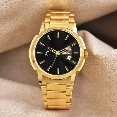 YOUTH CLUB GPDD-10 Day and Date Functioning Black Dial Metal Strap Quartz Watch Analog Watch  - For Men