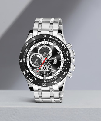 PIRASO RSSL 2025 BLACK SILVER ANALOG WATCH DATE DISPLAY BLACK SILVER DIAL AND SILVER CHAIN(WATCH FOR MEN&BOY) Analog Watch  - For Men