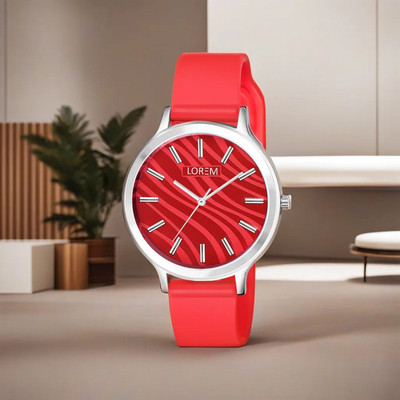 LOREM LR349 Luxurious Red Designer Dial-Red Silicone Strap Analog Watch  - For Women