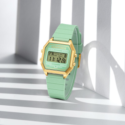 NAVIFORCE NF5063T Green Silicon strap and gold octagonal Case Digital Watch  - For Women
