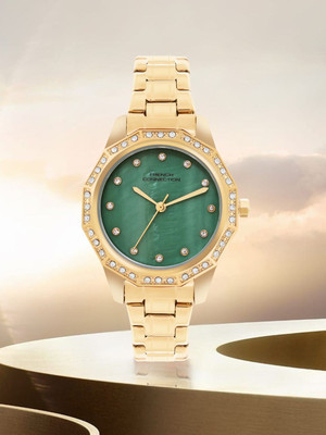 French Connection SHELLISSE SHELLISSE Green MOP Round Dial | Gold SS Strap Analog Watch for Women's Analog Watch  - For Women
