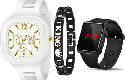 casera Stylish Square Dial And Led Watches Analog-Digital Watch  - For Boys