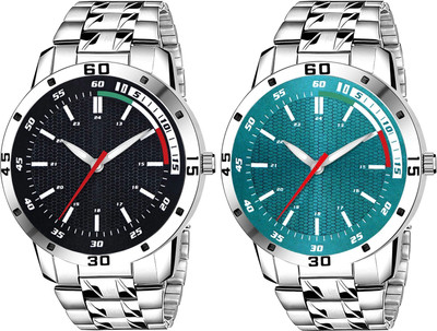 SUBERA Steel Chain 2 Set Of Watch Fast Selling Trendy Steel Chain 2 Set Of Watch Fast Selling Trendy Analog Watch  - For Boys