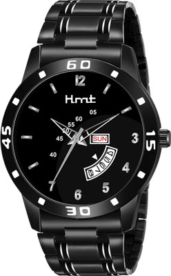 HLMT ANALOG WATCH Black Day & Date Functioning Long Life Black Plated Chain Watch - For Men Analog Watch  - For Men & Women