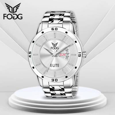 FOGG 2508-Silver Day and Date Display Analog Watch  - For Men