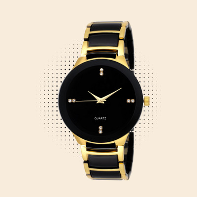 DWITI Trendy Quartz Watch for Men with Dual Tone Metal Band Trendy Black Dial Men’s Quartz Analog Wrist Watch Analog Watch  - For Men