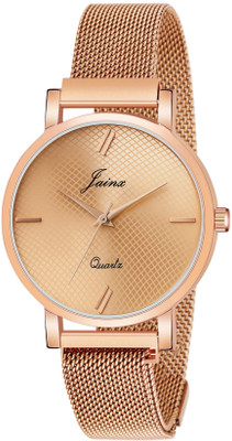 JAINX Rose Gold Mesh Magnet Chain Analog Watch  - For Women