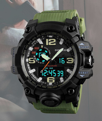 AWEX 1155 Analog Digital Sports Watch 1155 for Men, Green PU Strap Analog-Digital Watch  - For Men