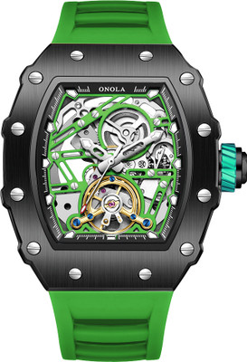OVERFLY ONOLA Mens Watch Automatic Mechanical Skeleton Dial Luxury wrist Watch For Men Analog Watch  - For Men