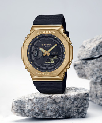 CASIO GM-2100G-1A9DR G-SHOCK Gold Ip Dial Black Resin Strap Analog-Digital Watch  - For Men