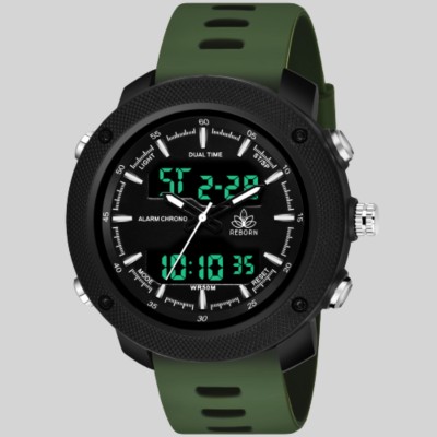 Reborn 9064 DUAL TIME Analog-Digital Watch  - For Men