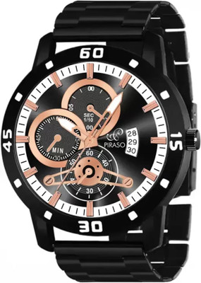 PIRASO D&D 2025 COPPER BLACK CHAIN ANALOG WATCH DATE DISPLAY BLACK COPPER DIAL AND BLACK CHAIN(WATCH FOR MEN) Analog Watch  - For Men