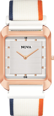NOVA Mens & Boys Square Velcro Fibre Strap Analog Watch  - For Men