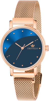 CRESTELLO CR-RG152-BLU Rose Gold Plated Mesh Chain Analog Watch  - For Women