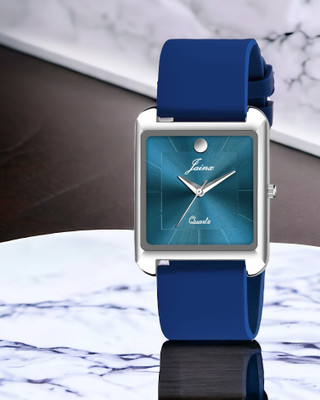 JAINX Square Shape Blue Silicone Band Analog Watch  - For Men