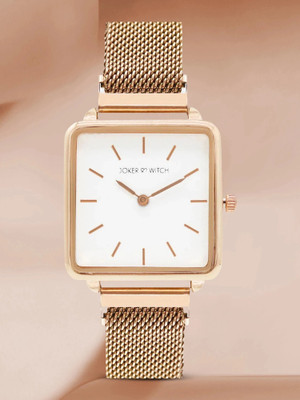 Joker & Witch Vintage Square White Dial Rosegold Magnetic Watch for Women Analog Watch  - For Women