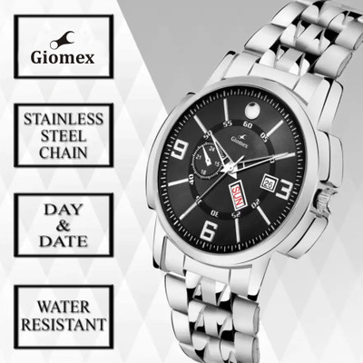 Giomex G5802SM03 DD Black_1 With Silver Chain Premium Timepiece to wearing in Office & Festive Occasion Analog Watch  - For Men
