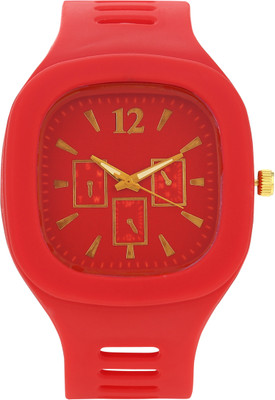 Timor F-TM554 Red Dial Silicone Strap Belt Water Resistant Watch for Men Analog Watch  - For Boys