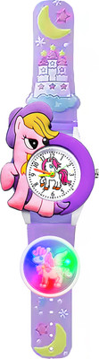 Time Up 4D Printed Cartoon Strap 4D Special Cartoon Dial Printed Strap Disco LED Light Kids (Age:3-10 Years) Gift Analog Watch  - For Boys & Girls