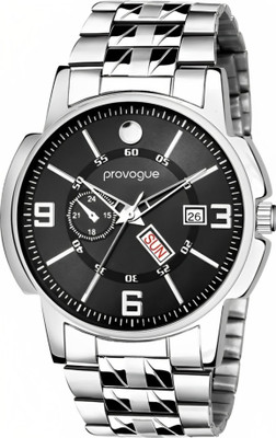 PROVOGUE Sliver Chain Day & Date Display Original Sliver Plated Day and Date Funtioning Analog Watch  - For Men