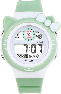 Time Up Cartoon Dial 2025 Fresh Design Panda-Kitty Stylish Cartoon (4-10 Years) Kids Digital Watch  - For Boys & Girls