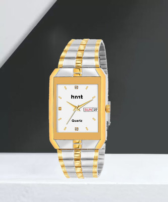 HMT DLS HMTS Day & Date Series Two Tone Plating Golden Metal Wrist Watch Analog Watch  - For Men