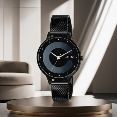 LOREM LR354 Luxurious Grey Designer Dial-Black Mesh Strap Analog Watch  - For Women