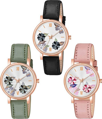 MAHAKAPI 61 FLOWER 3 COMBO Floral Flower Designed Fast Selling Wrist Analog Watch  - For Women