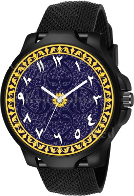 Red Robin IW007-ARB-3K-BLK-SFR ISLAMIC Design Stylish Black Silicone Strap Wrist Watch for Muslim Men and Boys Analog Watch  - For Men