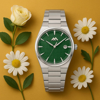 KANISHK ENTERPRISE Date Dial Analog Watch With Stelness Strap Modern Luxury Green Face Analog Watch  - For Men