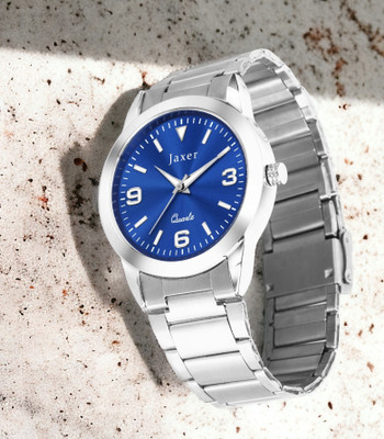 Jaxer Blue Dial Steel Silver Chain Analog Watch  - For Men