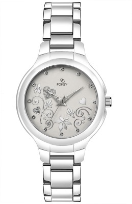 Foksy FKS-2009W Silver Studded Dial & Silver Trendy Elegant Bracelet Analog Watch  - For Women