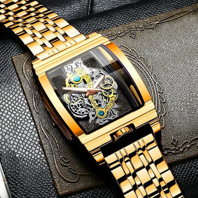 YOUTH CLUB SKULL - SQ Men See Through Hollow Dial Square Watch Analog Watch  - For Men