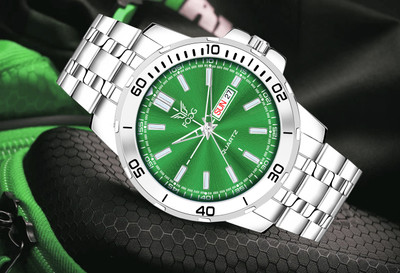 FOGG 2154-Green Day and Date Display Analog Watch  - For Men