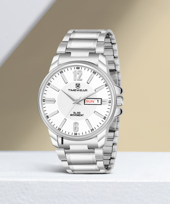TIMEWEAR 324WDTG Day Date Functioning White Dial Stainless Steel Chain Analog Watch  - For Men