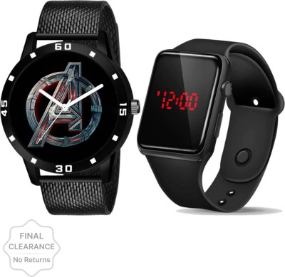 Trex Avenger+ Silicone Black Belt Luminous Simple Black Color Watch For Men & Women Analog-Digital Watch  - For Men