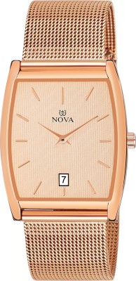 NOVA Rosegold Date Rectangle Thin Chain Watch Analog Watch  - For Men & Women