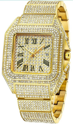 GATRADES ma0036 luxury crystal diamond studded ice out dial stainless steel Analog Watch  - For Men & Women