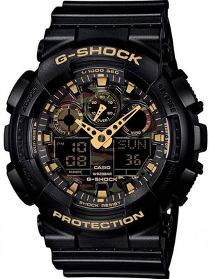CASIO GA-100CF-1A9DR G-SHOCK Black Camouflage Dial Black Resin Strap Analog-Digital Watch  - For Men